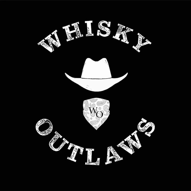 Whisky Outlaws logo - Circular design with cowboy hat and bandana.
